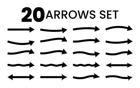 20 arrows vector set directional arrow symbol in various style Stock Illustration