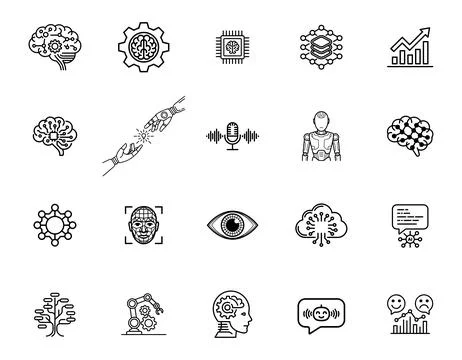 20 Artificial Intelligence Icons set Stock Illustration