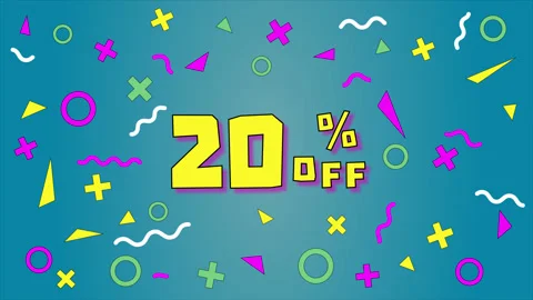 20% off. Bright animation banner twenty percent discount, special offer Stock Footage 164066732