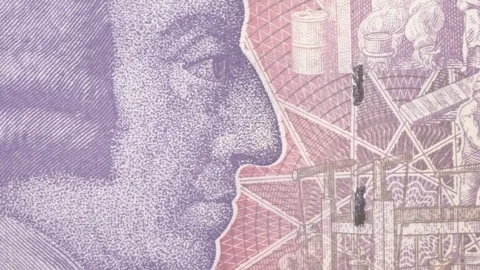 20 British Pound Bill Reverse Macro Background Stock Footage 73833763