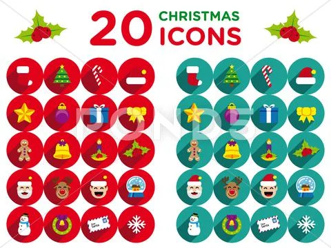 20 christmas icons PSD Template
