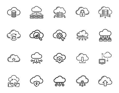 20 Cloud Computing Icons set Illustrazione stock