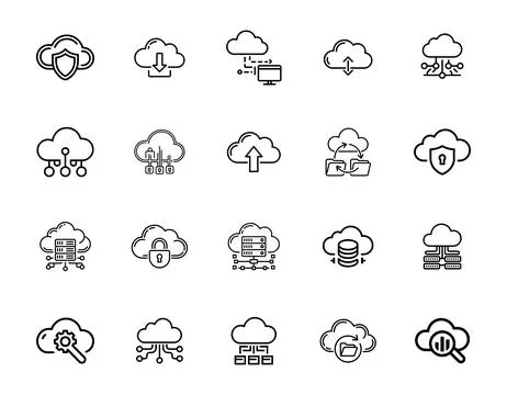20 Cloud Computing Icons set Illustrazione stock