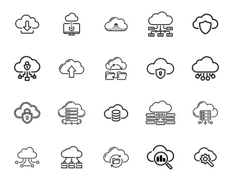 20 Cloud Computing Icons set Stock Illustration