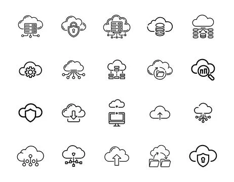 20 Cloud Computing Icons set Illustrazione stock