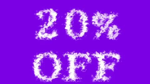 20% Off cloud text effect violet isolated background Stock Footage 139606066
