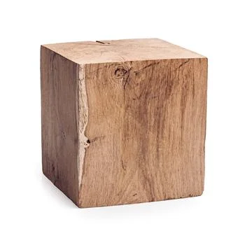 20 cm solid oak cube isolated on white. Interior design wood decor Stock Photos