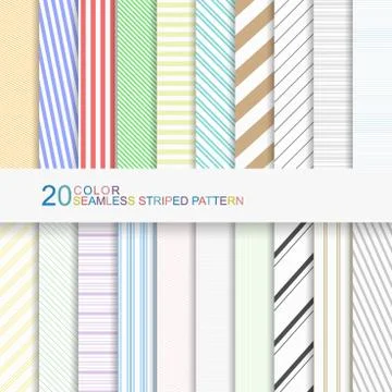 20 color seamless striped patterns 库存插图