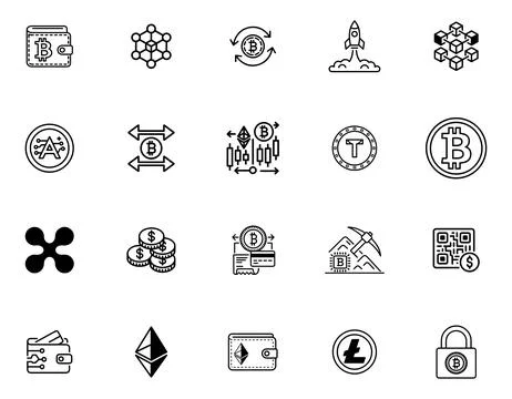 20 Cryptocurrency Icons set. Stock Illustration