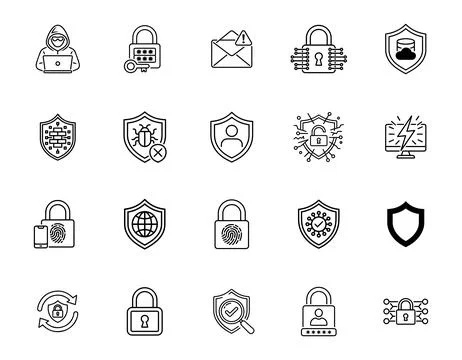 20 Cybersecurity Icons set Stock Illustration