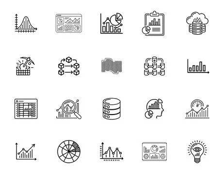 20 Data Science and Analytics Icons set Stock Illustration