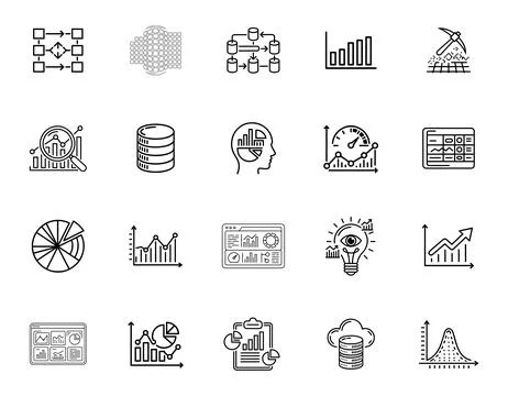 20 Data Science and Analytics Icons set Stock Illustration
