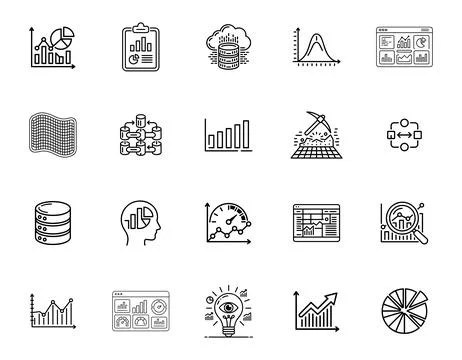 20 Data Science and Analytics Icons set Stock Illustration