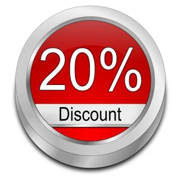 20% Discount button - 3D illustration Stock Illustration