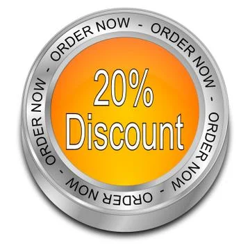 20% Discount button - 3D illustration Stock Illustration
