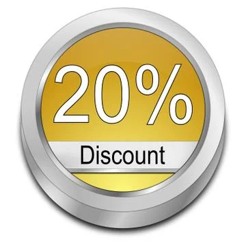 20% Discount button - 3D illustration Illustrazione stock