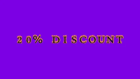 20% discount fire text effect violet background Stock Footage 136314479