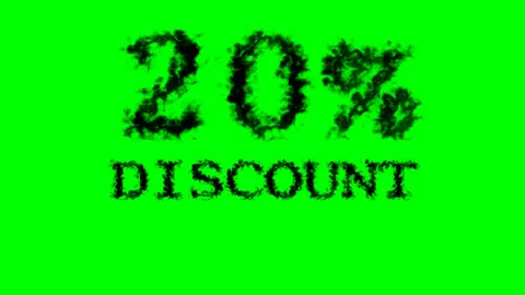 20% discount smoke text effect green isolated background Stock Footage 139627851