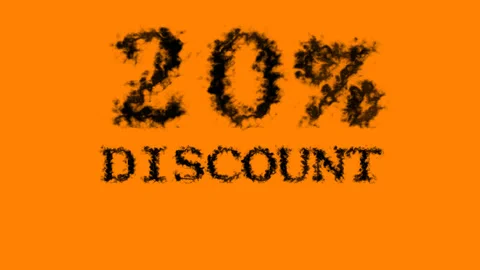20% discount smoke text effect orange isolated background Stock Footage 139627858