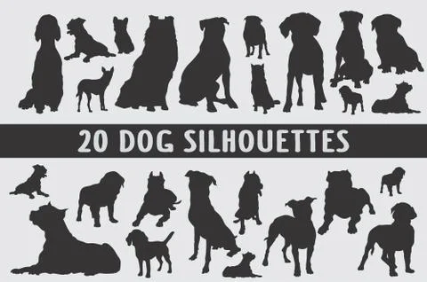20 Dogs different set designed in vintage style Stock Illustration