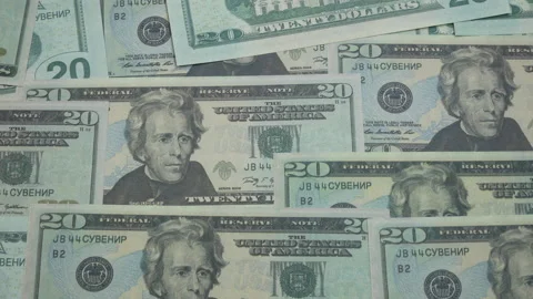 20 dollar bills on the table Stock Footage 232983168