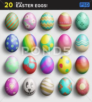 20 Easter Egg Pack And Easy Custom Mockup PSD Template