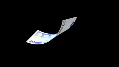 The 20 euro banknote is bent in a 3D rendering. Stock Footage 337883587