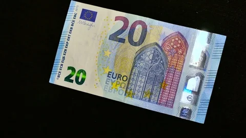 20 euro on black background Stock Footage 70480093