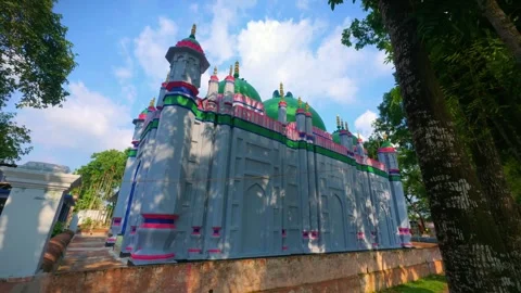 20 Evening Pan Slide of Mosque Rear Under Tree Shade - June 13, 2025, Laksam Stock Footage 313650879