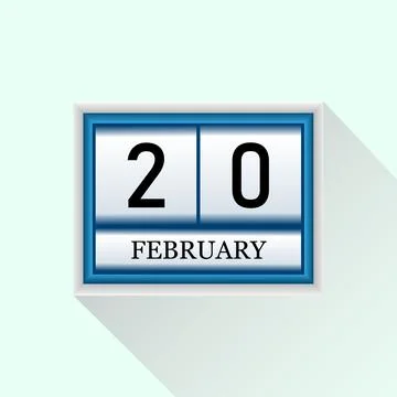 20 February Vector flat daily calendar icon. Date and month. Stock Illustration