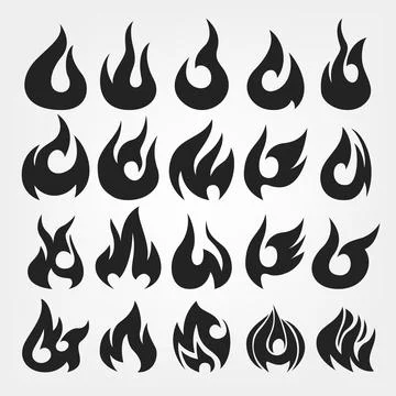 20 Fire Flames Icon Set, Vector Illustration Stock Illustration