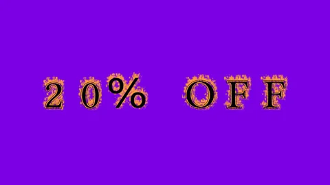 20% Off fire text effect violet background Stock Footage 136066385