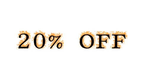 20% Off fire text effect white isolated background Video stock 138071794