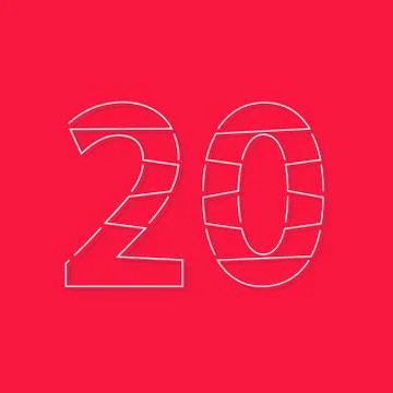 20 font, linear stroke number. Modern trendy, creative style design. For logo Stock Illustration