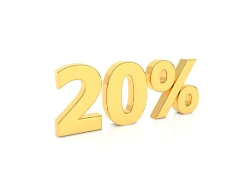20% gold numbers on a white background. Illustrazione stock