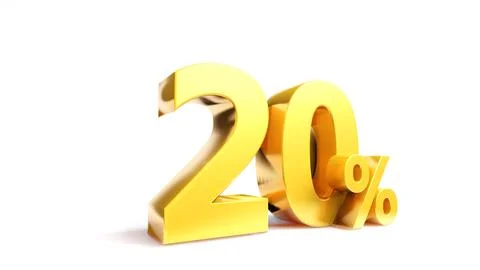 20% Golden symbol , 3D render Stock Illustration