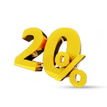 20% Golden symbol , 3D render Stock Illustration