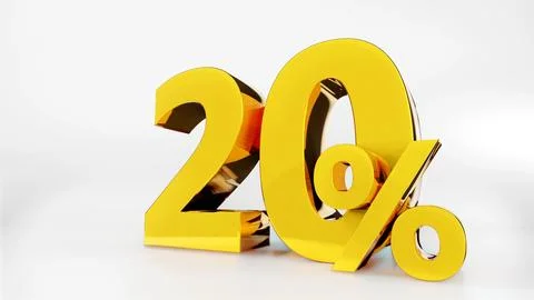 20% Golden symbol , 3D render Stock Illustration