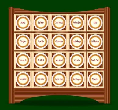 20 Herbs In A Rack Stock Illustration