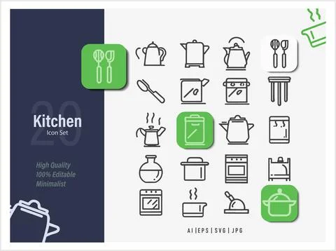 20 KITCHEN ICON SET Stock Illustration