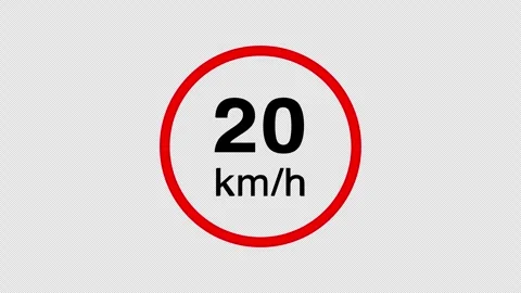 20 kmh speed limit road sign icon animation Stock Footage 335465843
