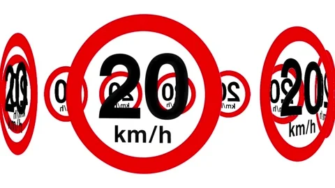 20 km/h Speed Limit Traffic Sign on White Background Stock Footage 343515898