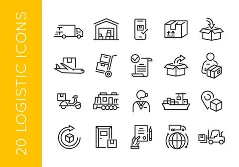 20 Logistics Icons Set Stock Illustration