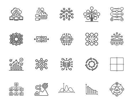 20 Machine Learning Icons set Illustrazione stock