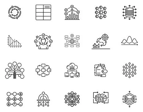 20 Machine Learning Icons set Stock Illustration