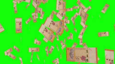 20 MALAYSIAN RINGGIT notes falling Green screen Stock Footage 258459087