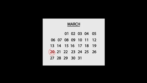 20 March Calendar Date Animated. 20 march Calendar icon. Video stock 301770876