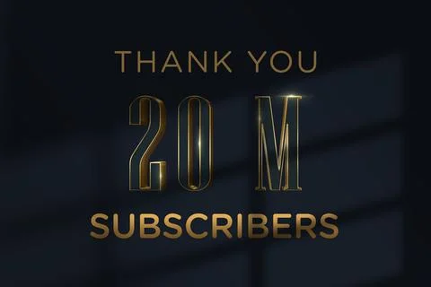 20 Million subscribers celebration greeting banner with  Luxury GOLD Design Stock Illustration