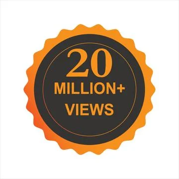 20 million + views vector icon, sticker with colors for social media. Stock Illustration