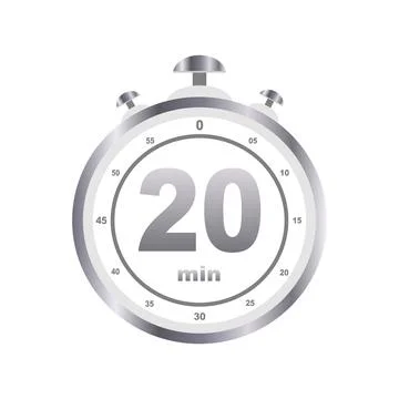 20 min timer sign, time concept, timer. Vector illustration Stock Illustration